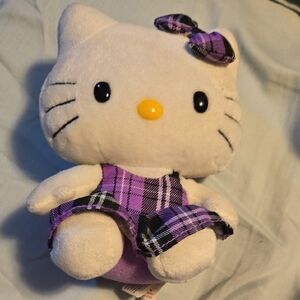 Cute TY Hello Kitty with Purple Plaid Dress 2011 Edition